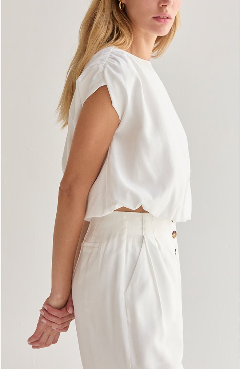 CRESCENT Cap Sleeve Bubble Hem Top, Alternate, color, Ivory