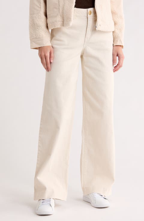 'Ab'solution High Waist Wide Leg Jeans (Blanched Almond)