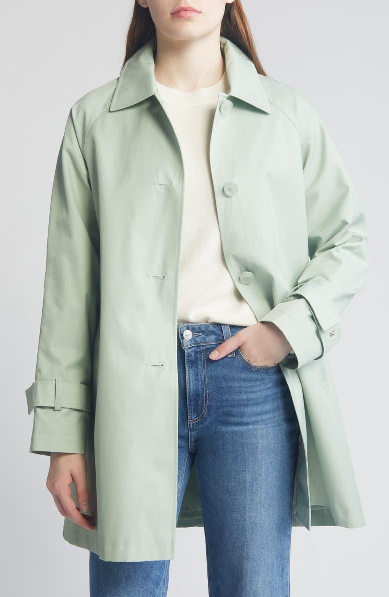 Via Spiga Balmacain Water Repellent Cotton Blend Coat, Alternate, color, Pistachio
