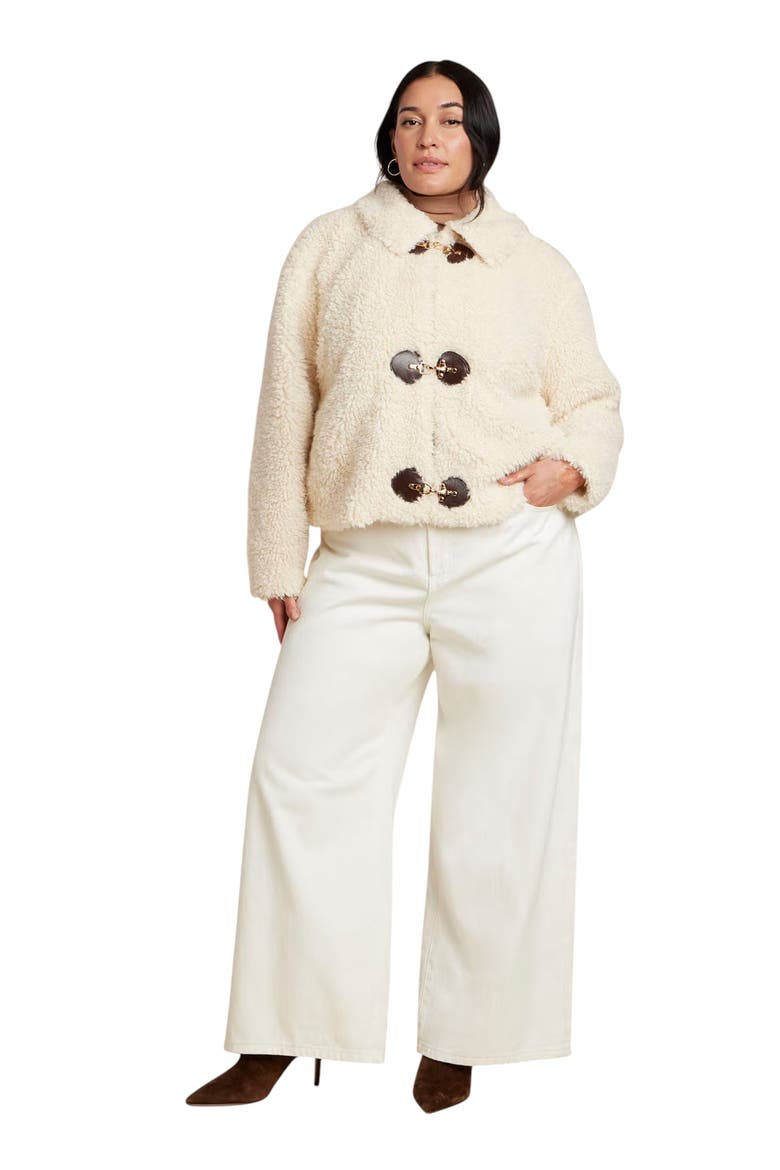 Teddy Fur Coat With Buckles, Alternate, color, CREAM
