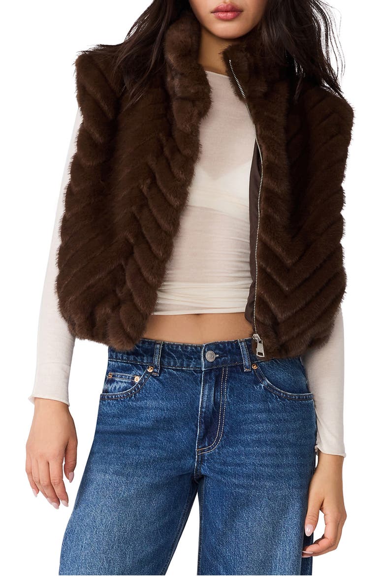 Luxie Faux Fur Vest, Main, color, DARK ESPRESSO