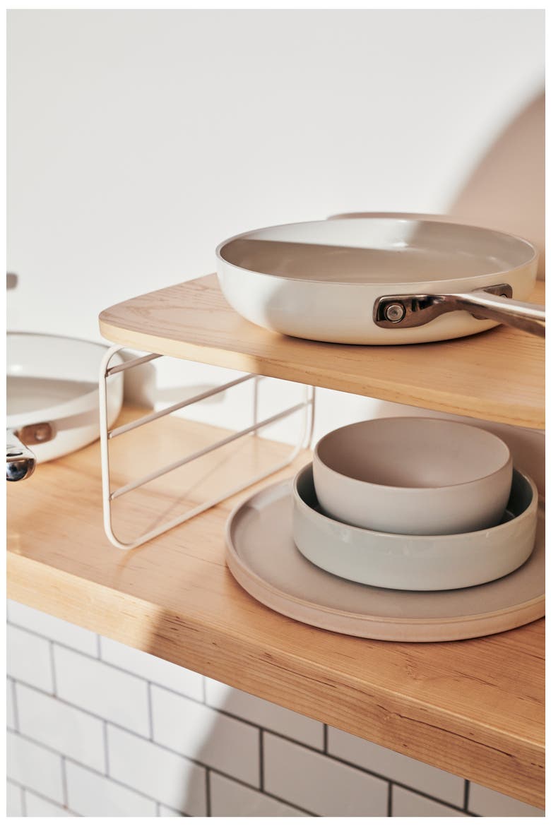 Set of 2 Shelf Risers, Alternate, color, WOOD / CREAM