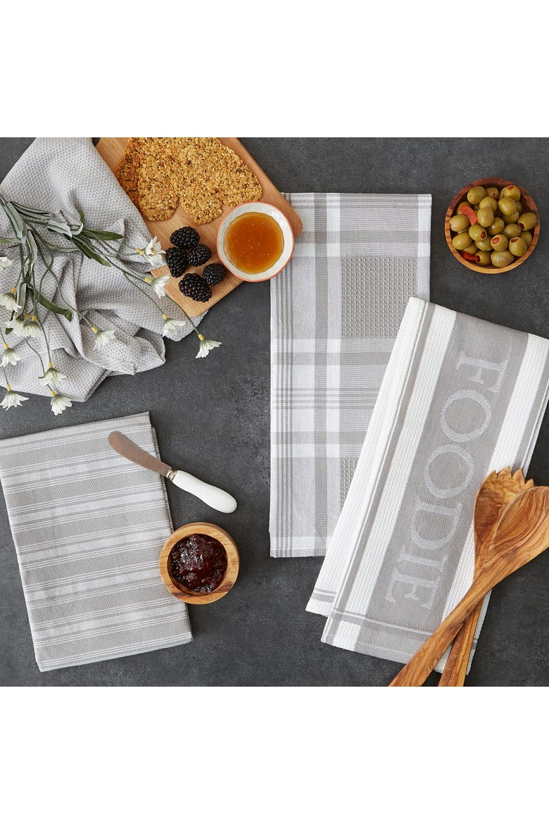 Granite Assorted Gourmet Kitchen Dishtowel Set/4, Alternate, color, Granite