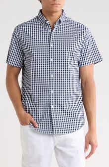 DENIM AND FLOWER Gingham Short Sleeve Button-Down Shirt