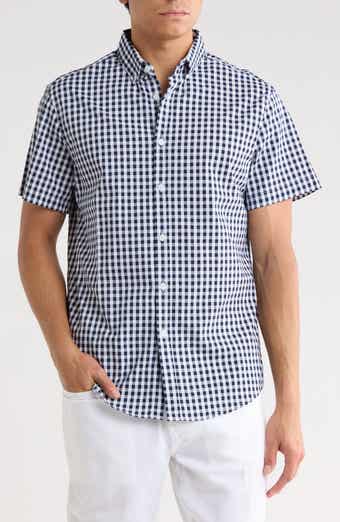 DENIM AND FLOWER Gingham Short Sleeve Button-Down Shirt