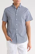 DENIM AND FLOWER Gingham Short Sleeve Button-Down Shirt
