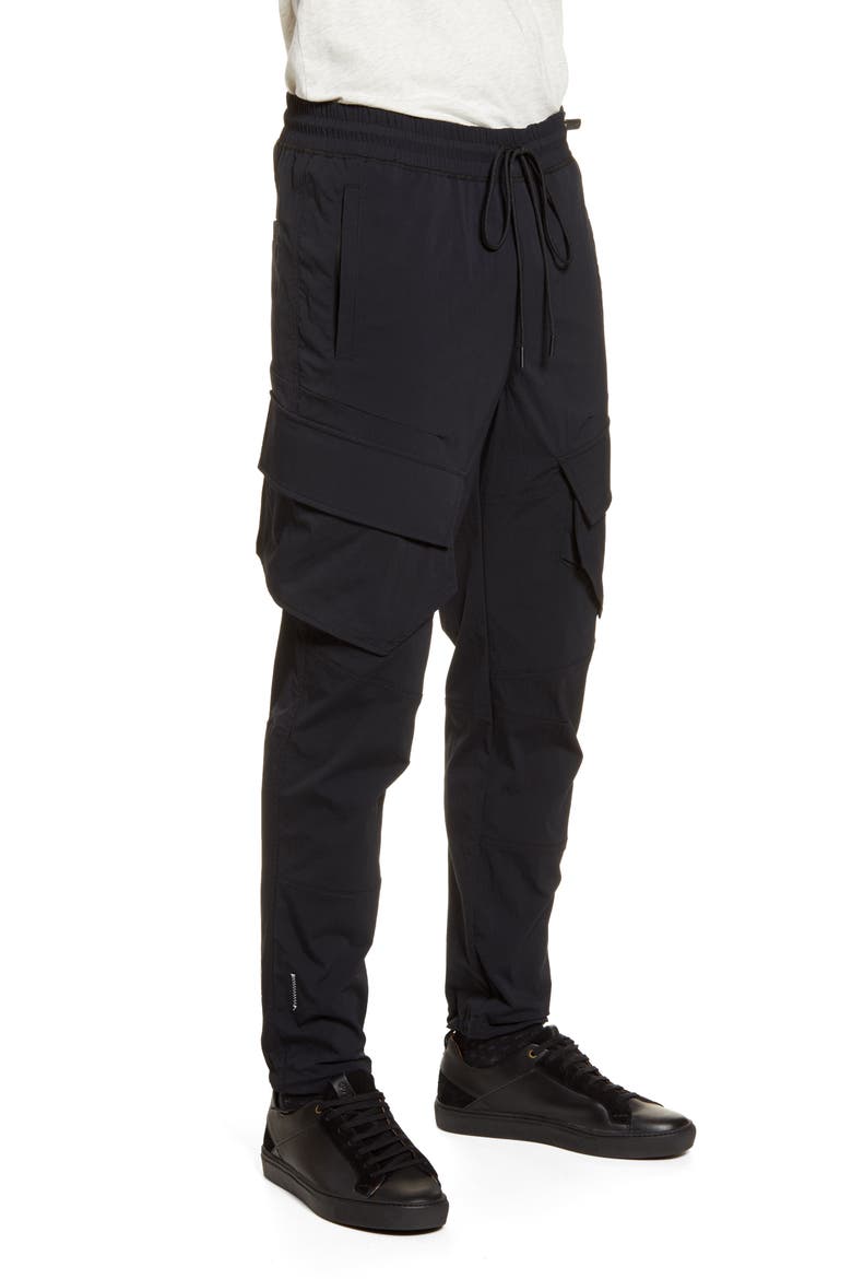 Stretch Nylon Cargo Pants, Alternate, color, BLACK