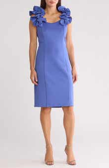 Julia Jordan Donna Ricco Ruffle Shoulder Sheath Dress