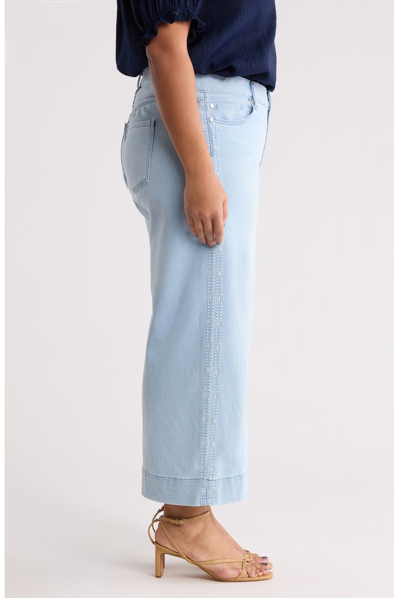 Stride Embroidered High Waist Crop Wide Leg Jeans, Alternate, color, MARINE FLOWERS
