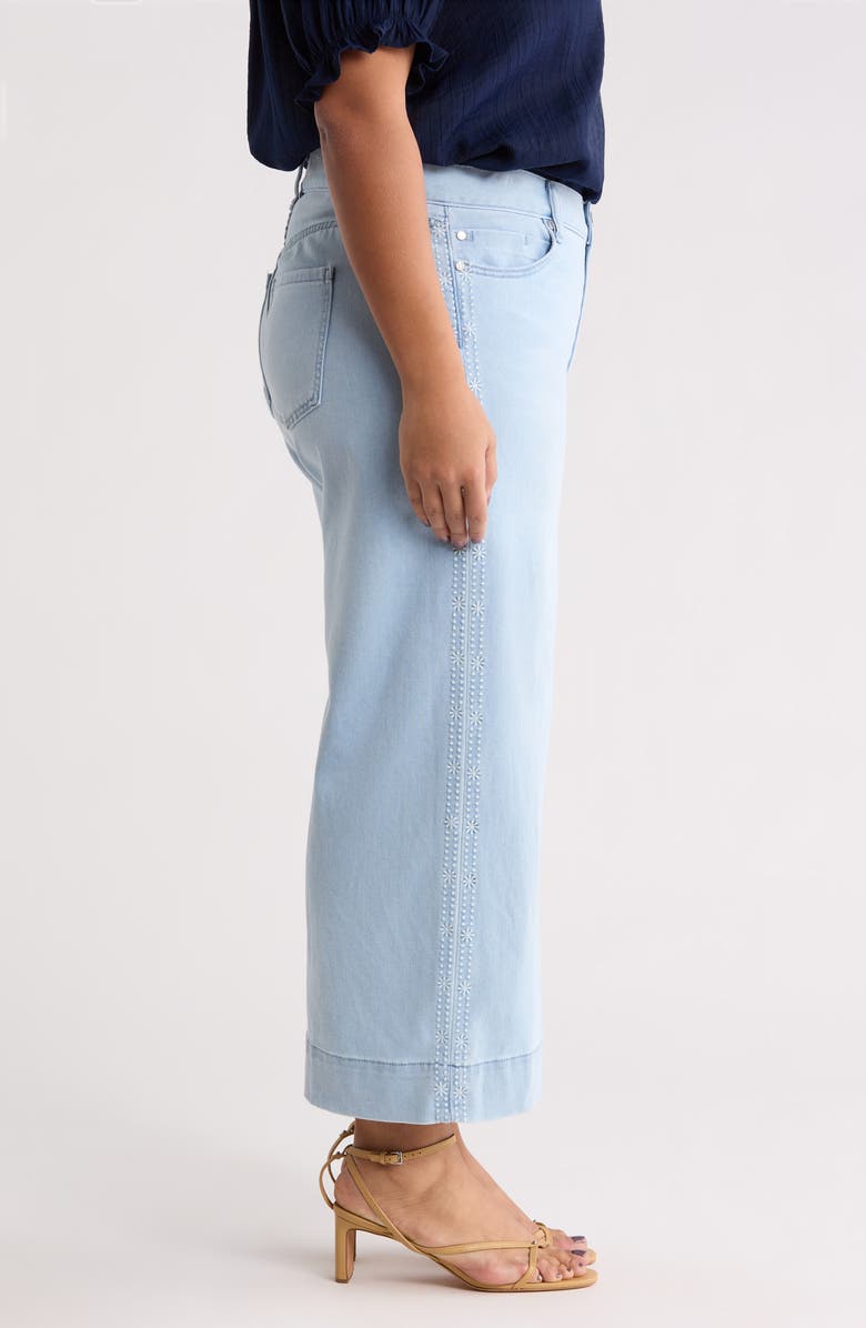 Liverpool Los Angeles Stride Embroidered High Waist Crop Wide Leg Jeans, Alternate, color, Marine Flowers