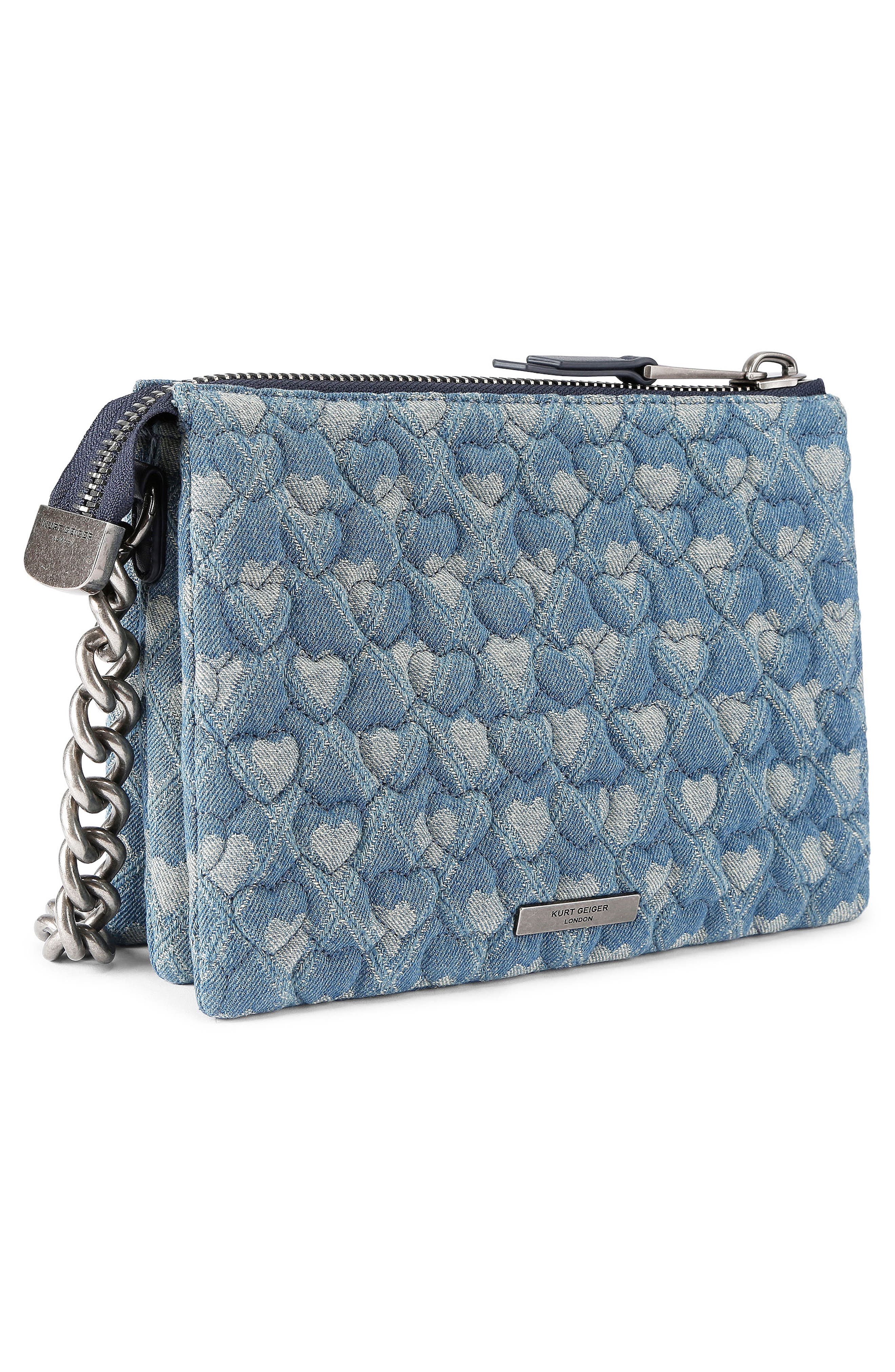 Kurt Geiger London Kensington Puff Quilted Denim Pouch Shoulder Bag, Alternate, color, Dark Blue