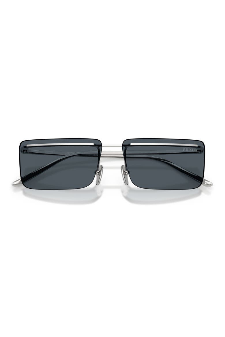 60mm Rectangular Sunglasses, Alternate, color, SILVER / DARK GREY