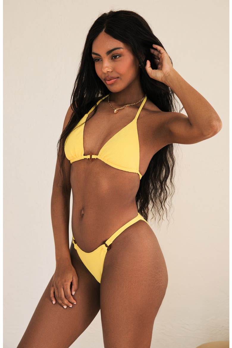 Halle Cheeky Bikini Bottom, Alternate, color, Sunshine Waffle