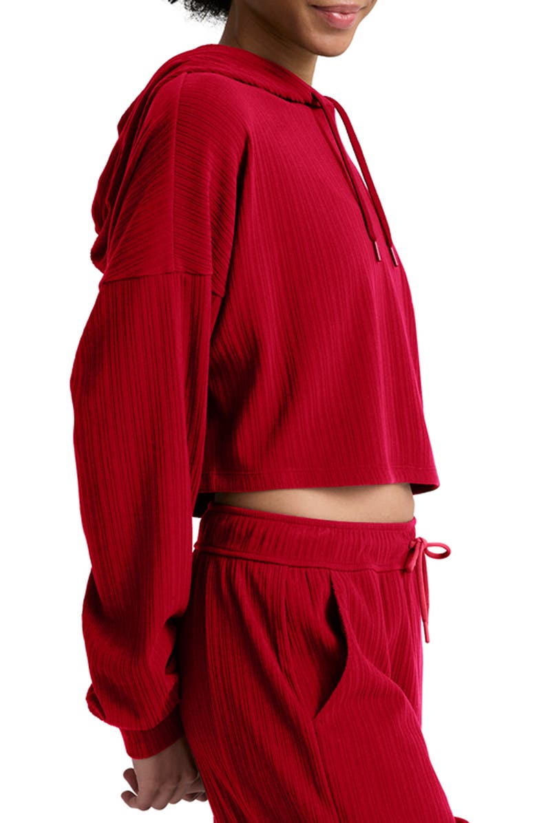 Beyond Yoga Breathe Easy Rib Crop Hoodie, Alternate, color, Holly Red