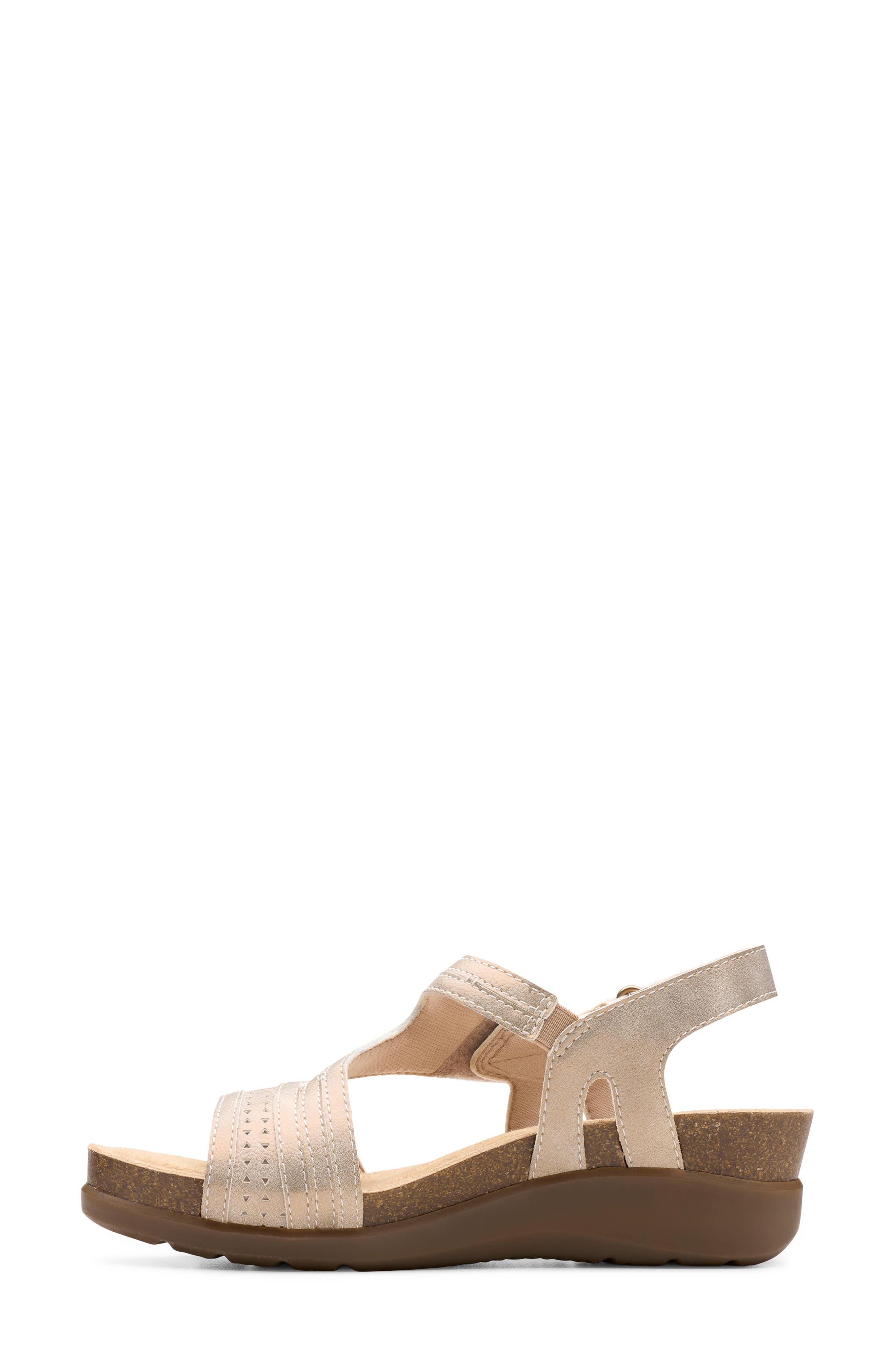 Clarks<sup>®</sup> Calenne Carmen Wedge Sandal, Alternate, color, Blush Metallic