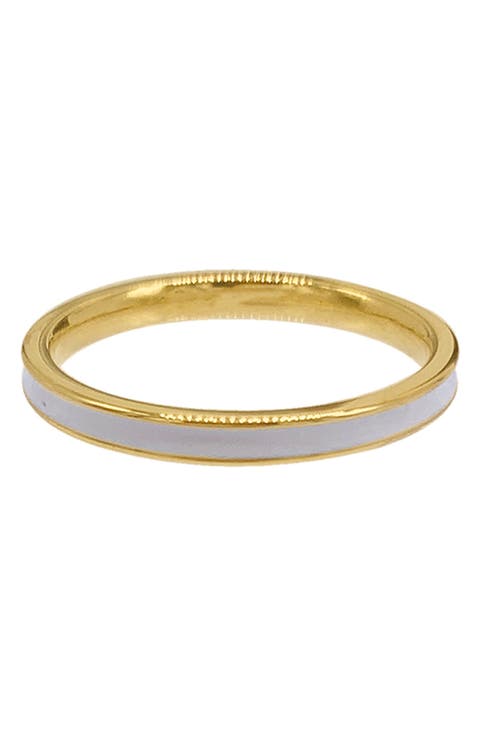 White Enamel Band Ring