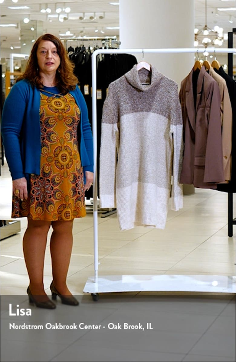 Meghan Colorblock Long Sleeve Turtleneck Sweater Dress, sales video thumbnail