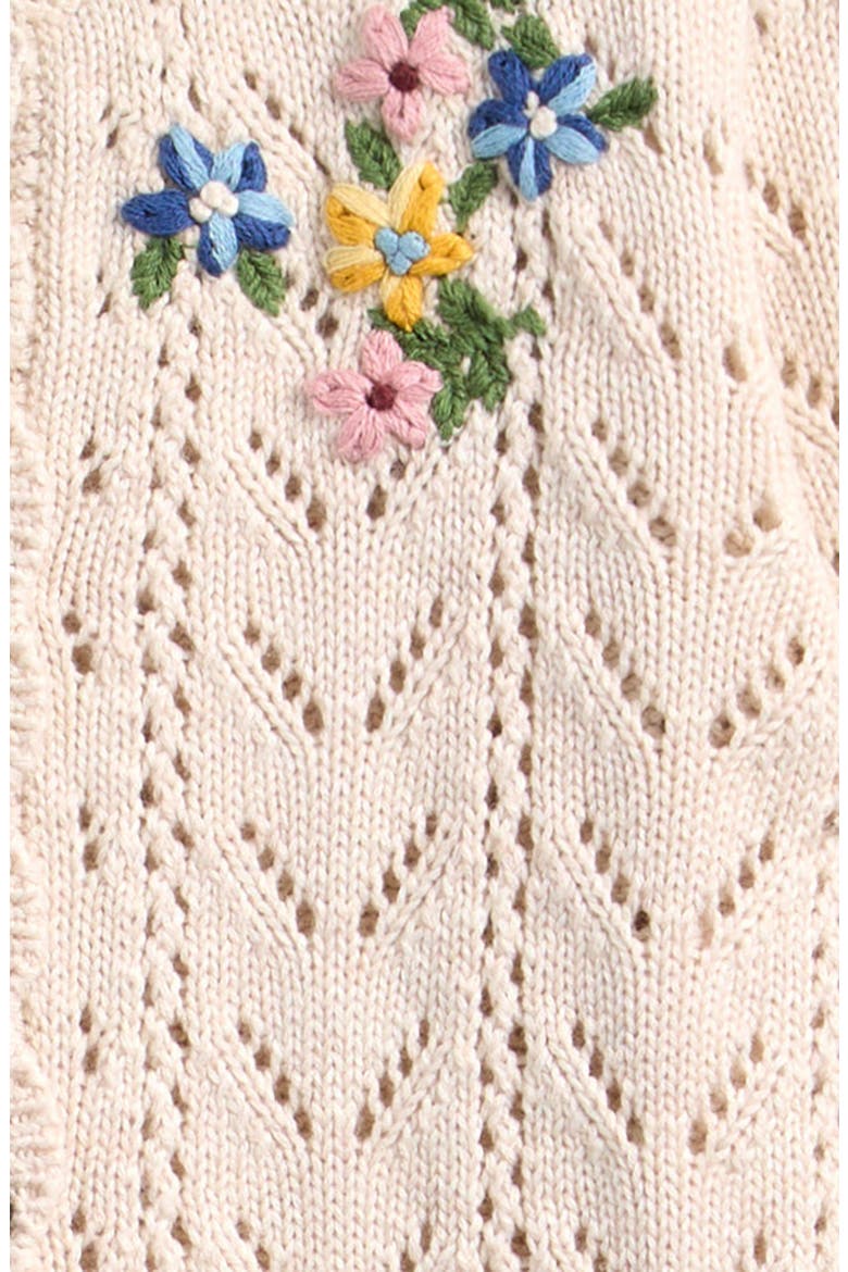 Kids' Embroidered Cotton Cardigan, Alternate, color, IVORY MINI EMBROIDERED