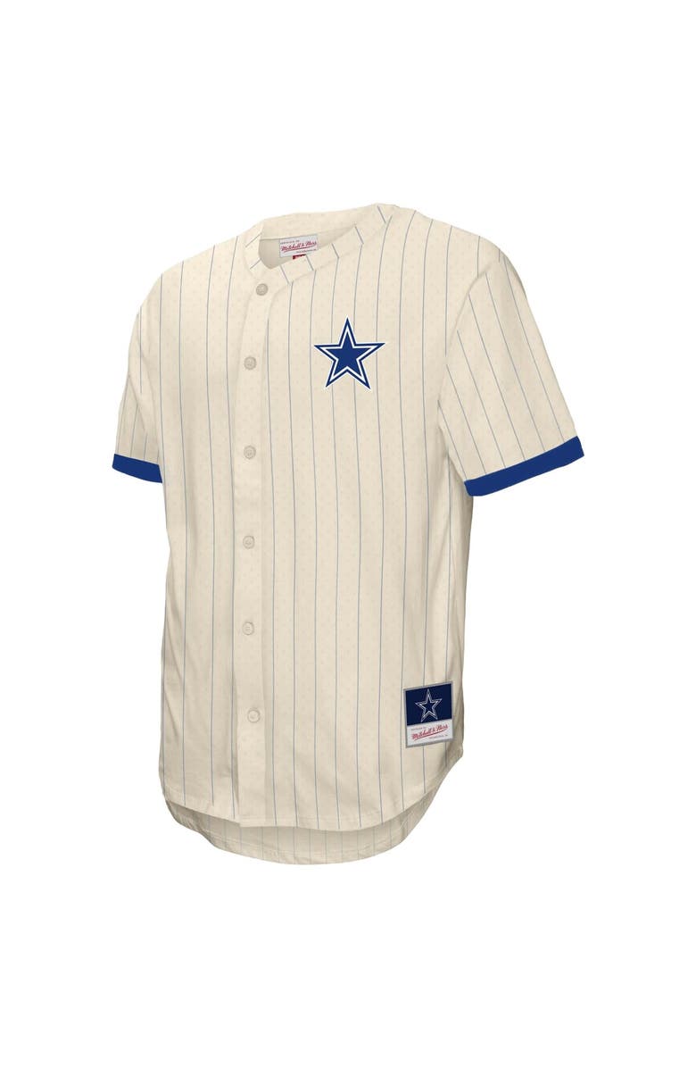 Mitchell & Ness Men's Mitchell & Ness Cream Dallas Cowboys Big & Tall Heavyweight Mesh Button-Up Fashion Jersey, Alternate, color, Cream