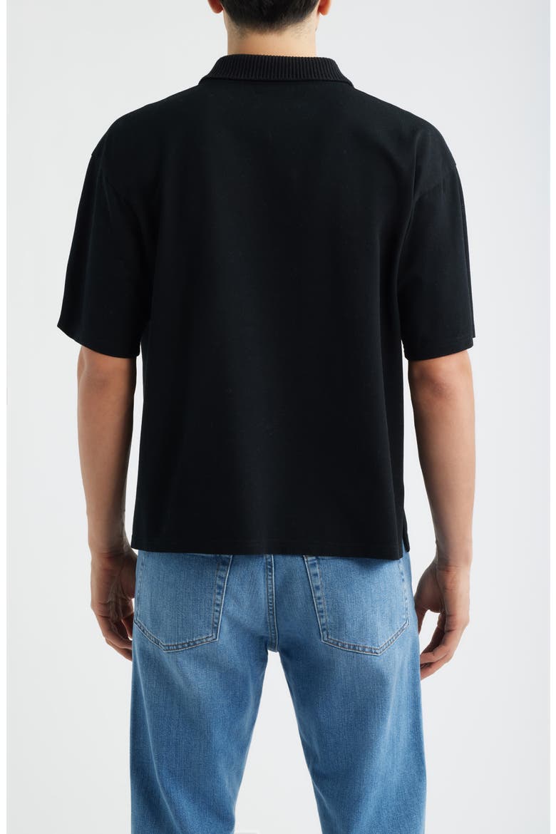 Half Zip Polo, Alternate, color, BLACK