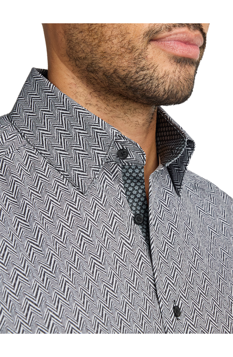 Paul Fredrick Performance Stretch Chevron Casual Shirt, Alternate, color, Black/White