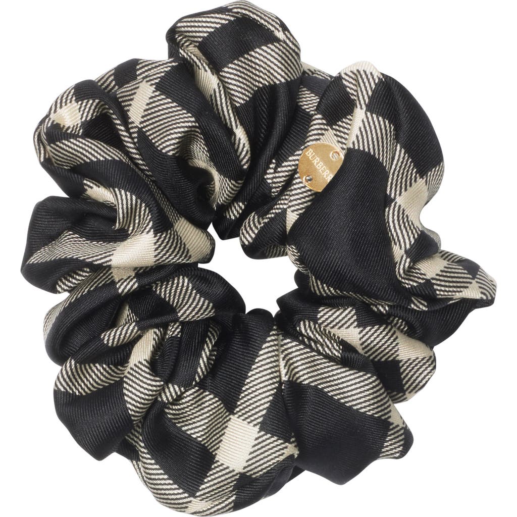Burberry Check Silk Scrunchie In Black