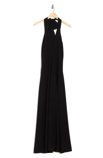 Frame Wide Leg Halter Jumpsuit In Black