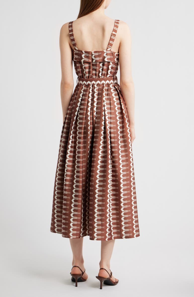 CIEBON Edia Geo Print Belted Maxi Dress, Alternate, color, Brown