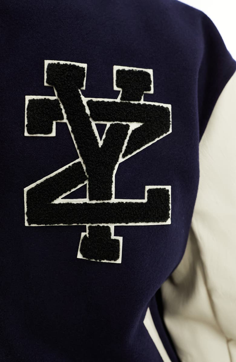 ASOS DESIGN Oversize Varsity Bomber Jacket, Alternate, color, 