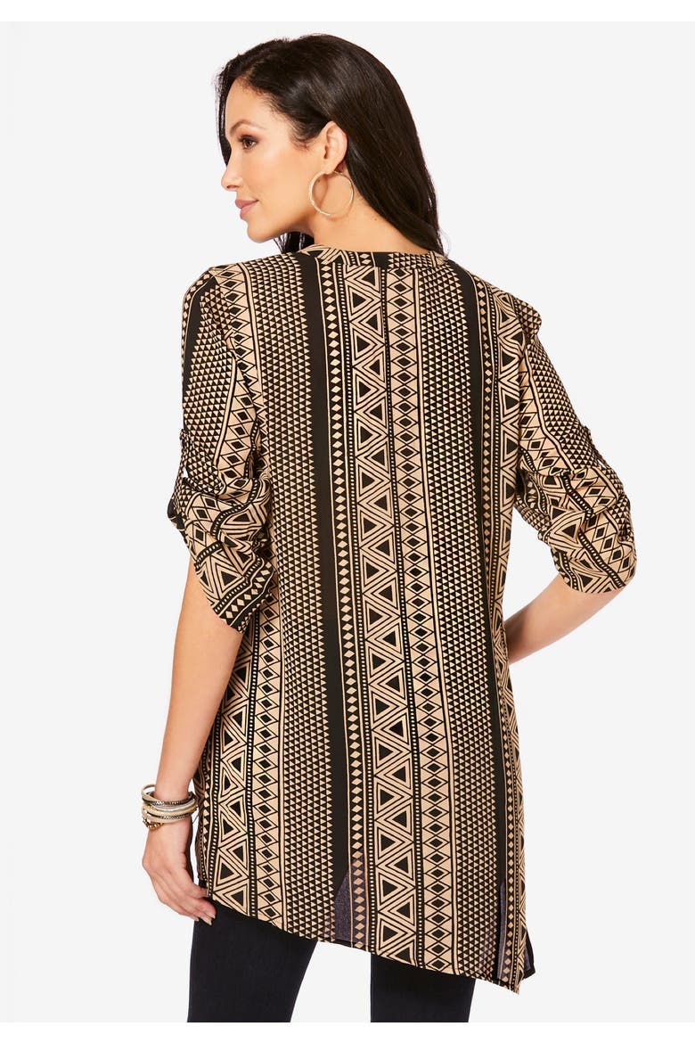 Geometric Tunic, Alternate, color, SUNSET CORAL GEO