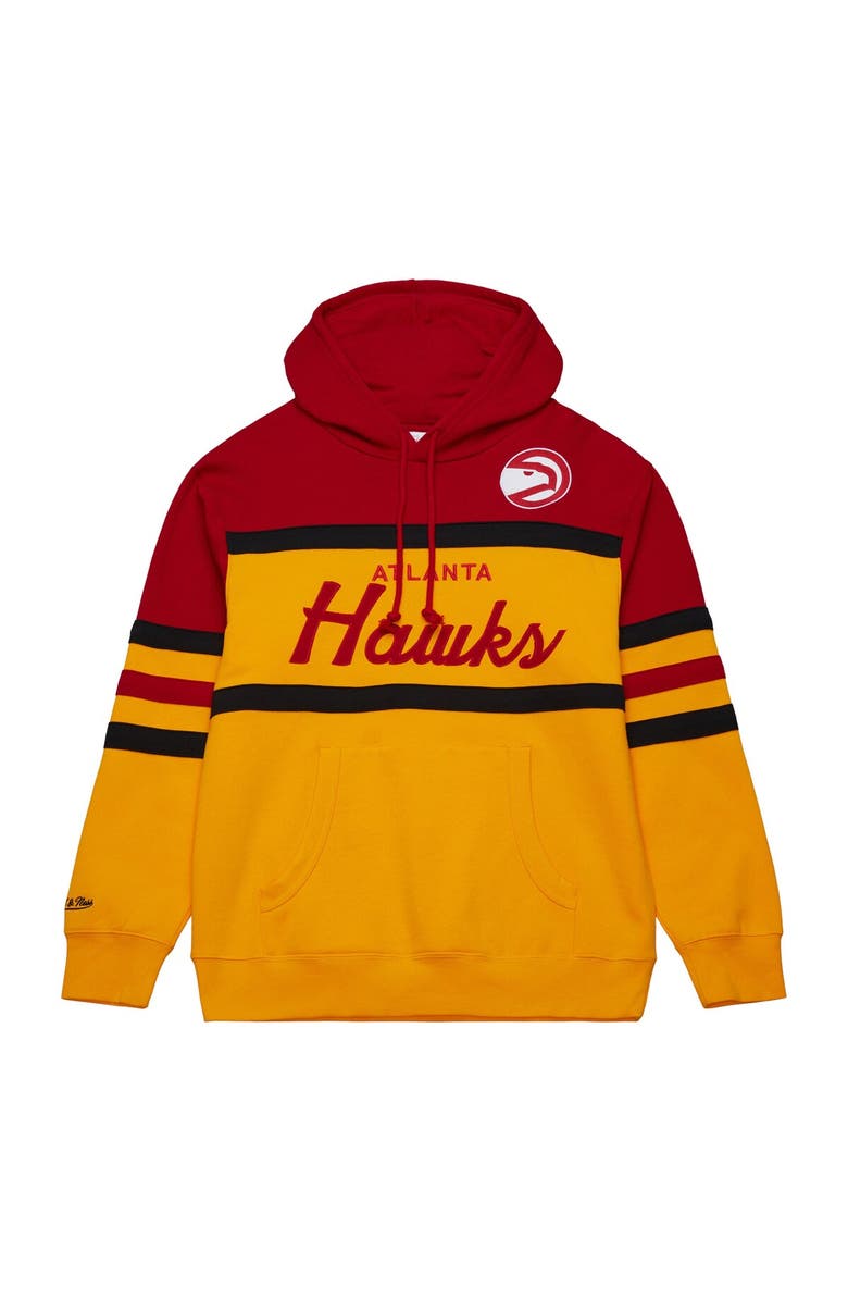 Mitchell & Ness Men's Mitchell & Ness Gold/Red Atlanta Hawks Head Coach Pullover Hoodie, Alternate, color, 