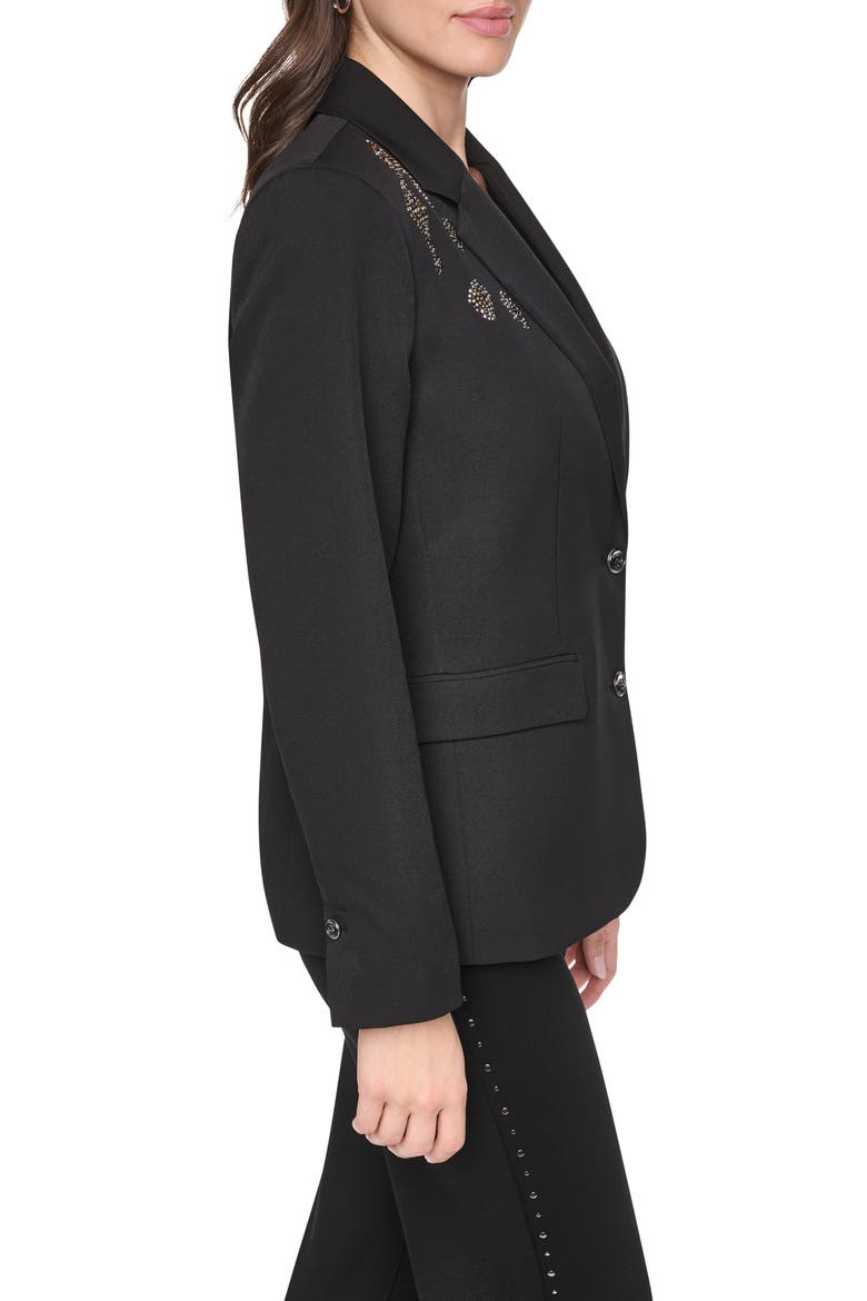 Heatset Animal Studded Blazer, Alternate, color, BLACK