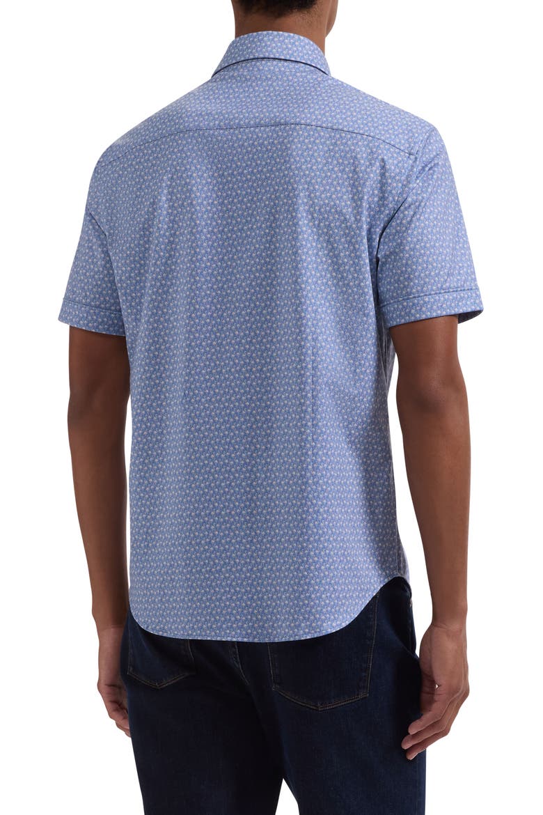 Miles OoohCotton® Flamingo Print Short Sleeve Button-Up Shirt, Alternate, color, COBALT