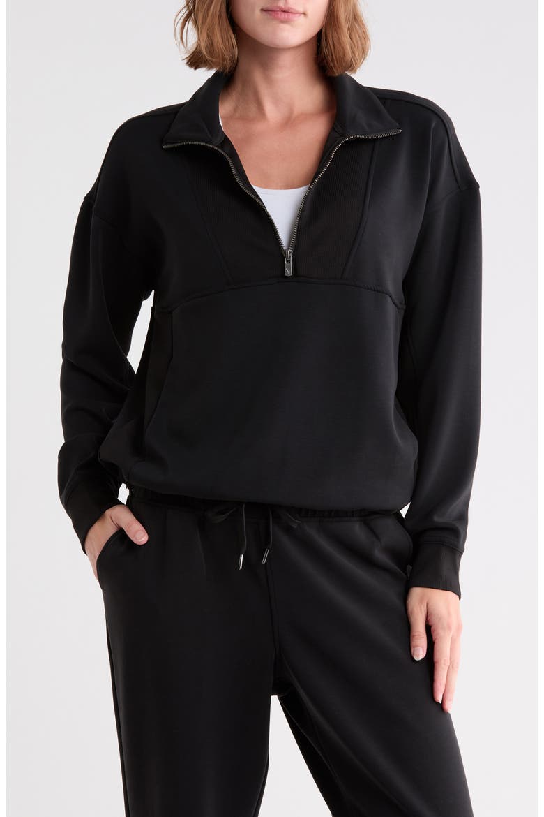 Sandwash Quarter Zip Pullover, Main, color, BLACK