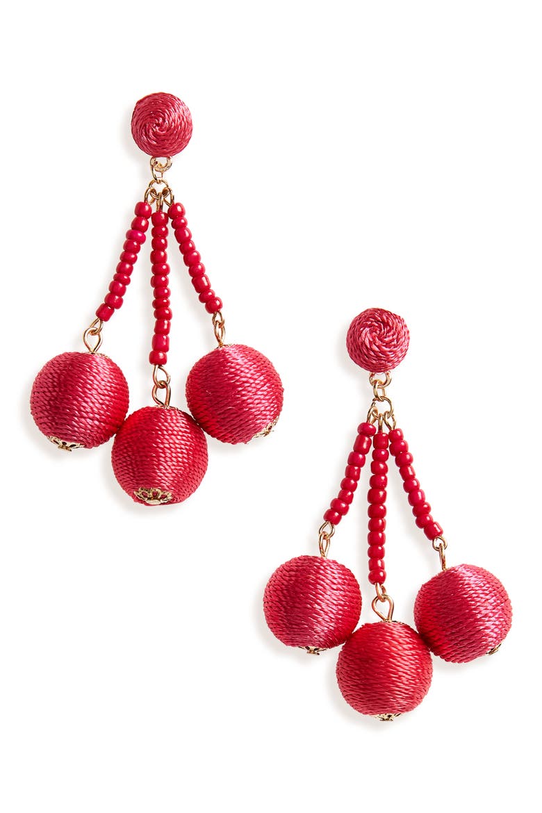 Sphere Drop Earrings, Main, color, PINK BEETROOT