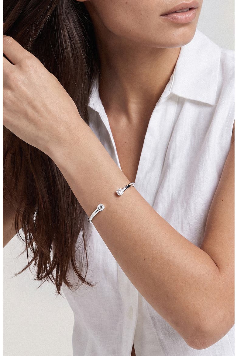 Crystal Cuff Bracelet, Alternate, color, SILVER