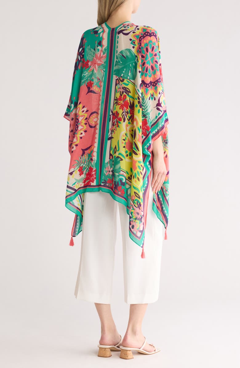 Nine West Tile Floral Print Topper, Alternate, color, Green