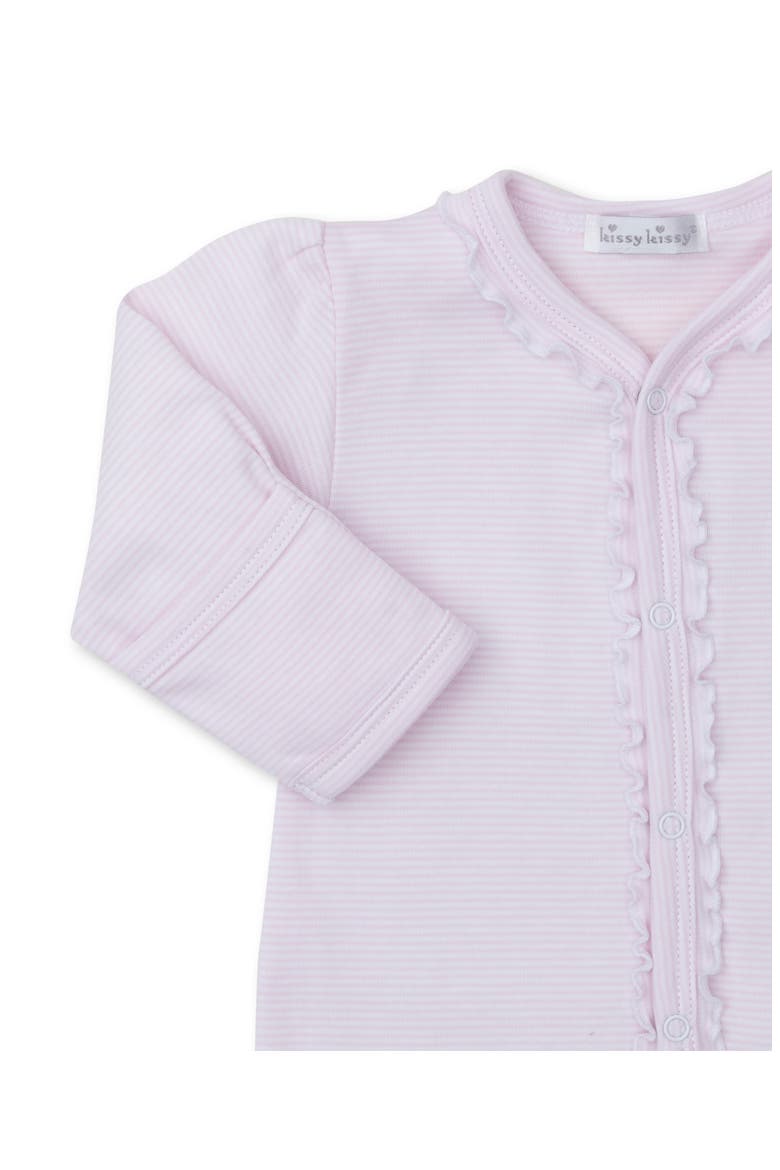 Embroidered Stripe Ruffle Pima Cotton Footie, Alternate, color, PINK