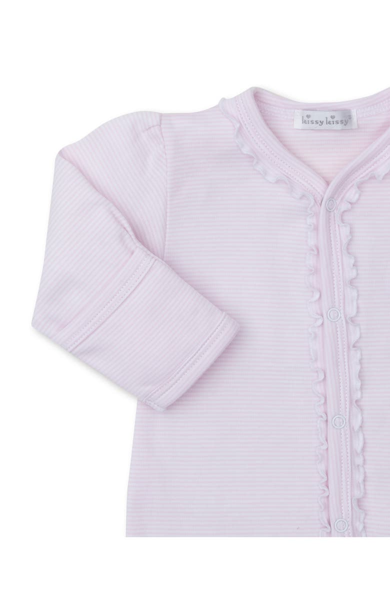 Kissy Kissy Embroidered Stripe Ruffle Pima Cotton Footie, Alternate, color,