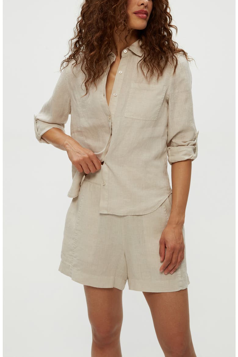 Mavis Linen Shorts, Alternate, color, WINDCHIME