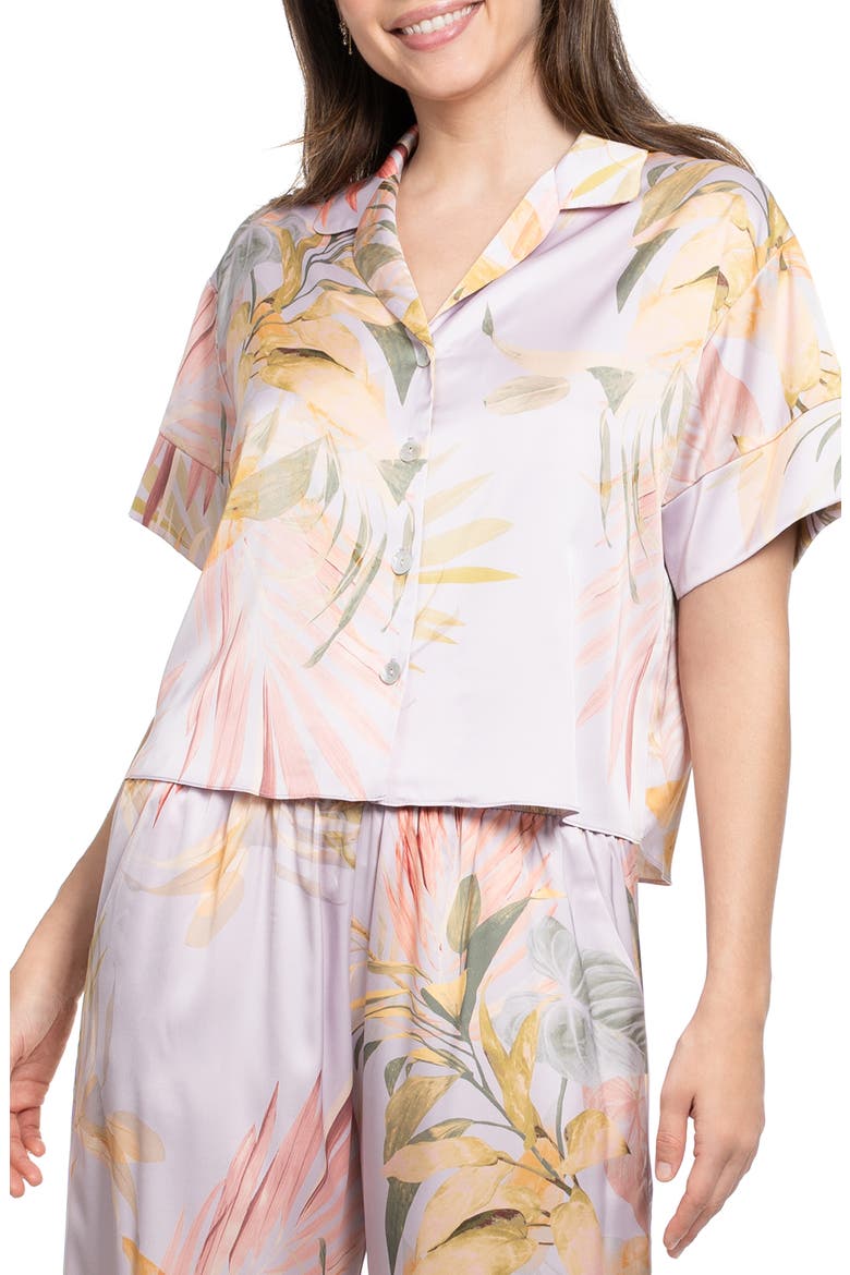 Print Satin Pajamas, Alternate, color, PURPLE