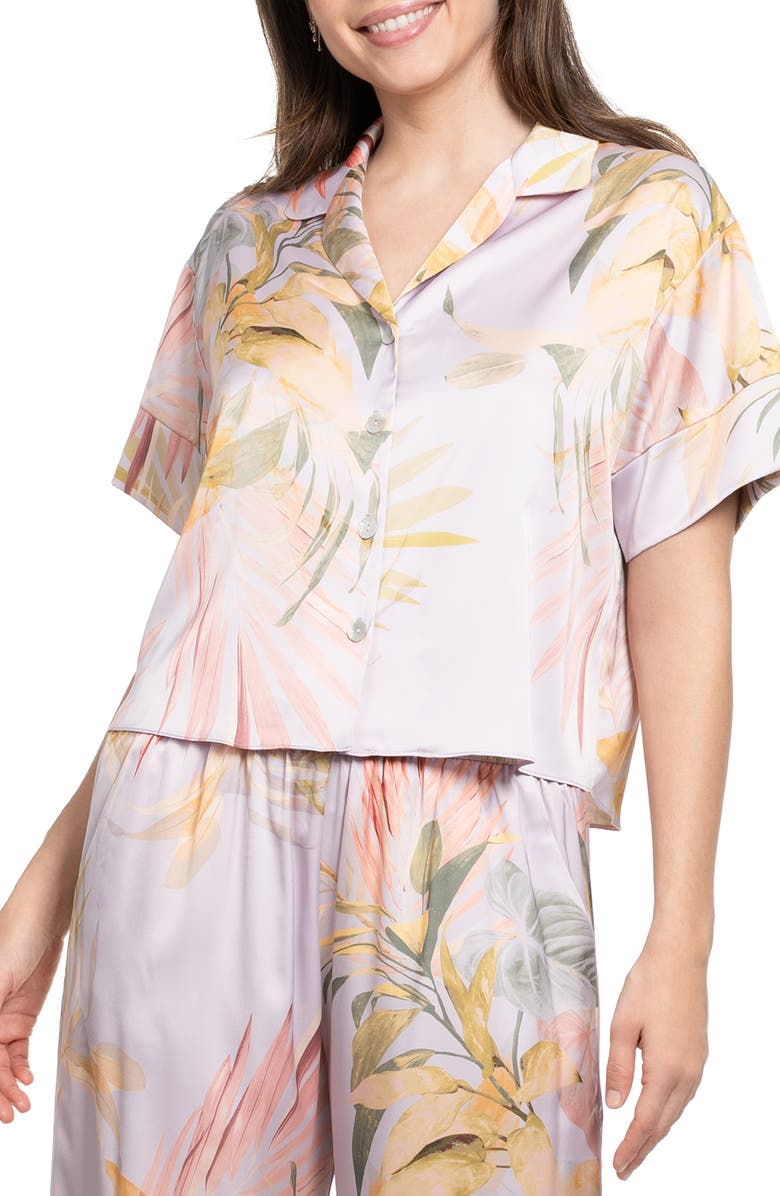 Midnight Bakery Print Satin Pajamas, Alternate, color, Purple