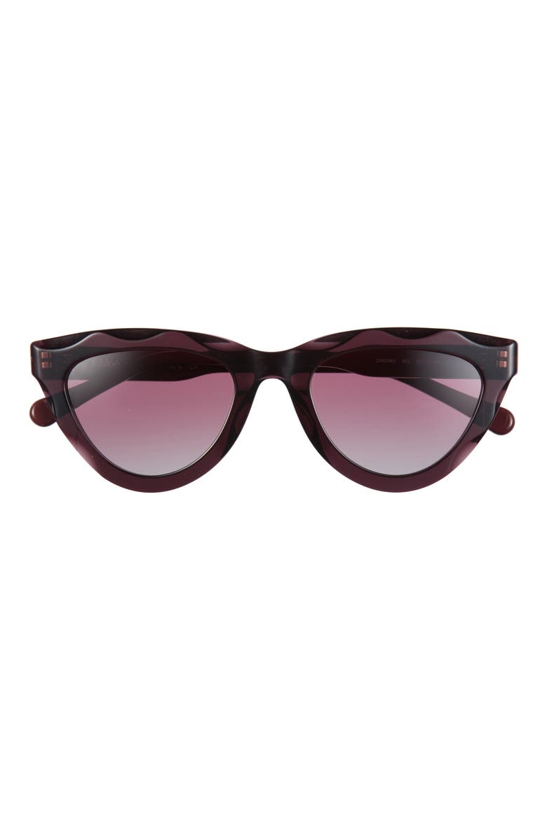 52mm Cat Eye Sunglasses, Main, color, VIOLET BURGUNDY RED