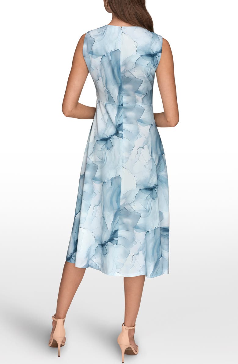 Donna Karan New York Floral Knot Detail Midi Dress, Alternate, color, Washed Indgo