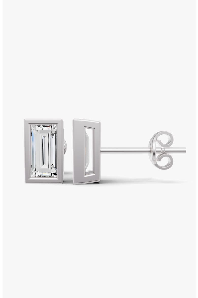 Studs Earrings 14K Gold 0.75 ct Sereia Baguette Bezel, Alternate, color, White Gold