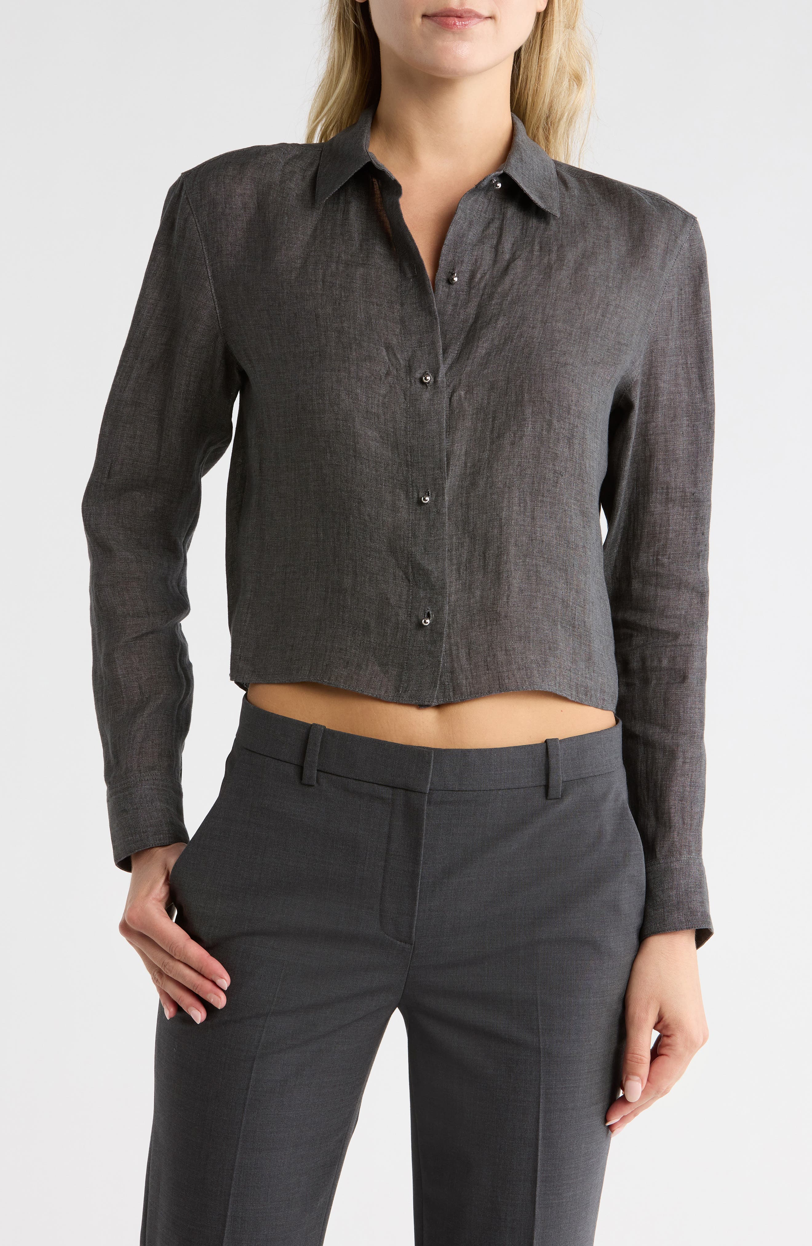 Theory Crop Button-Up Shirt