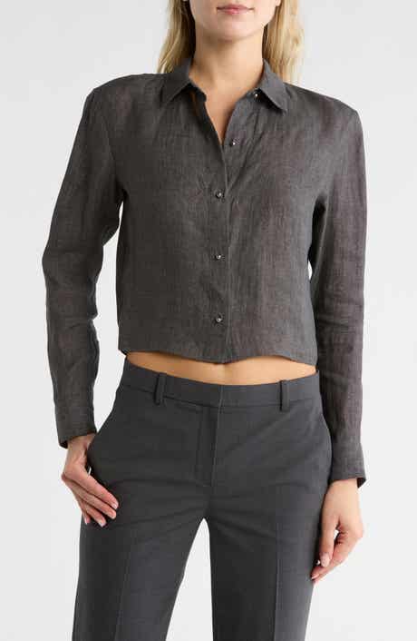 Theory Crop Button-Up Shirt
