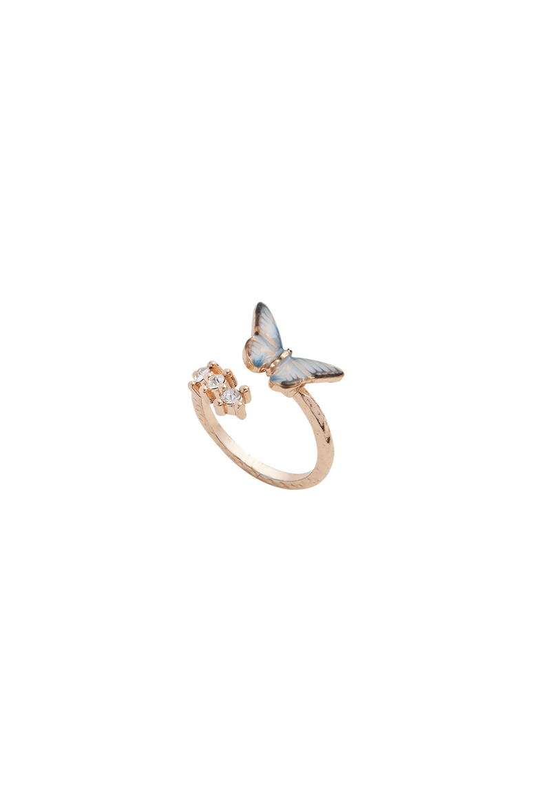 Enamel Blue Butterfly Ring, Main, color, Multi & Gold