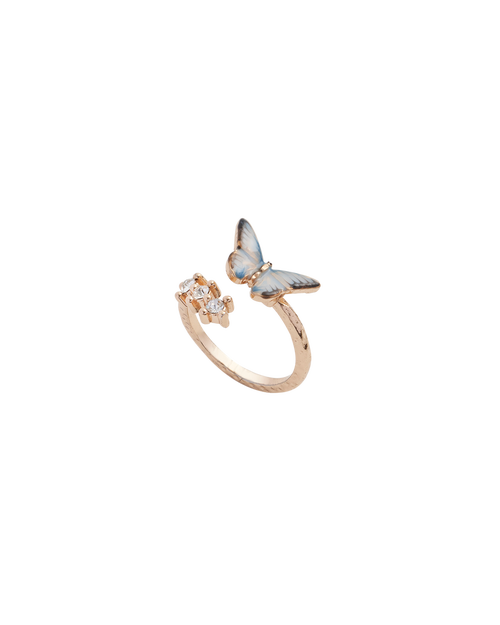 Fable England Enamel Blue Butterfly Ring