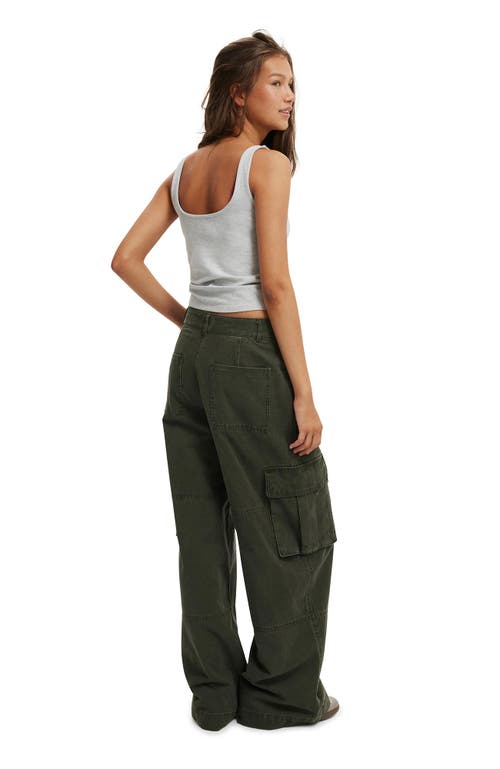 Cotton On Benny Cargo Pant In Dark Washed Green